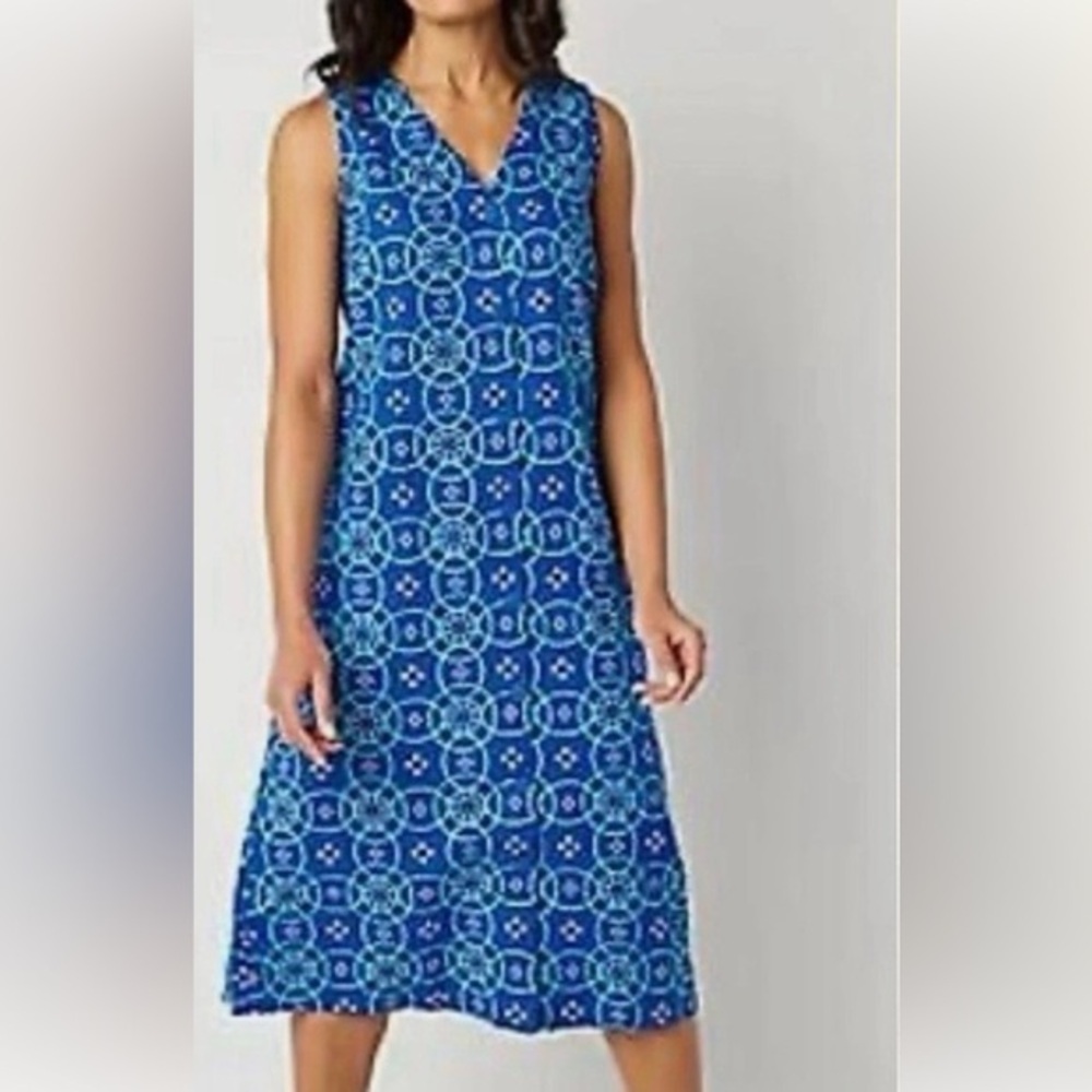 NWOT Liz Claiborne cotton/linen button front sleeveless midi dress M